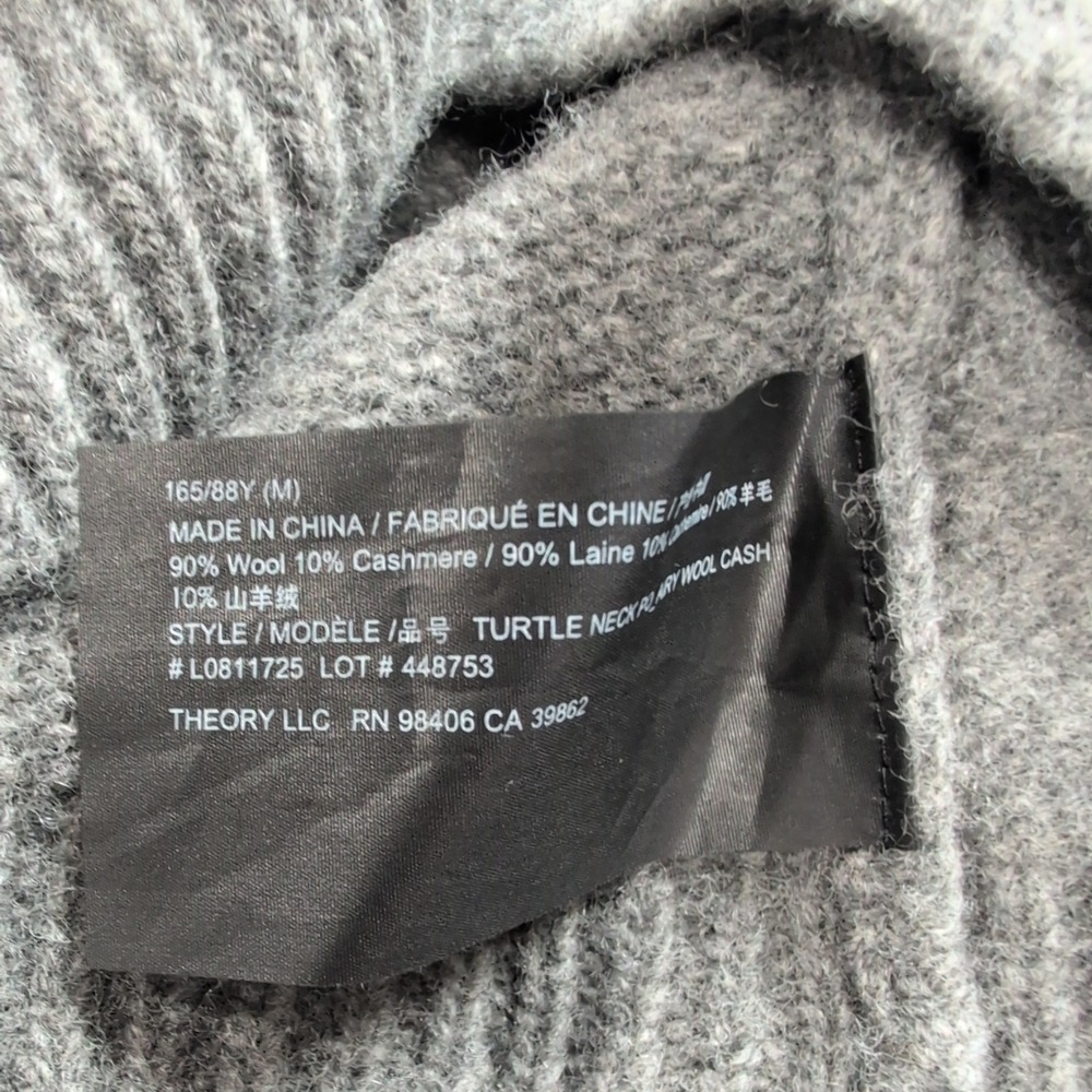 Theory Womens Grey Wool Cashmere Turtleneck Sweater L0811725 Size M - Picture 6 of 10
